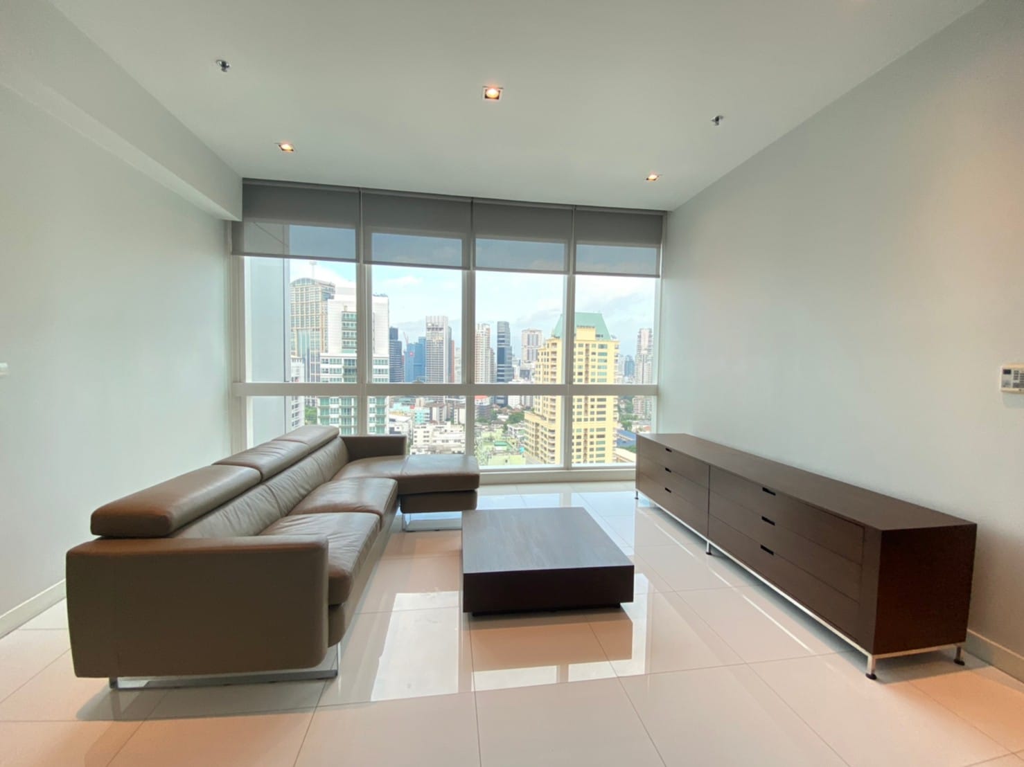 living area with city view